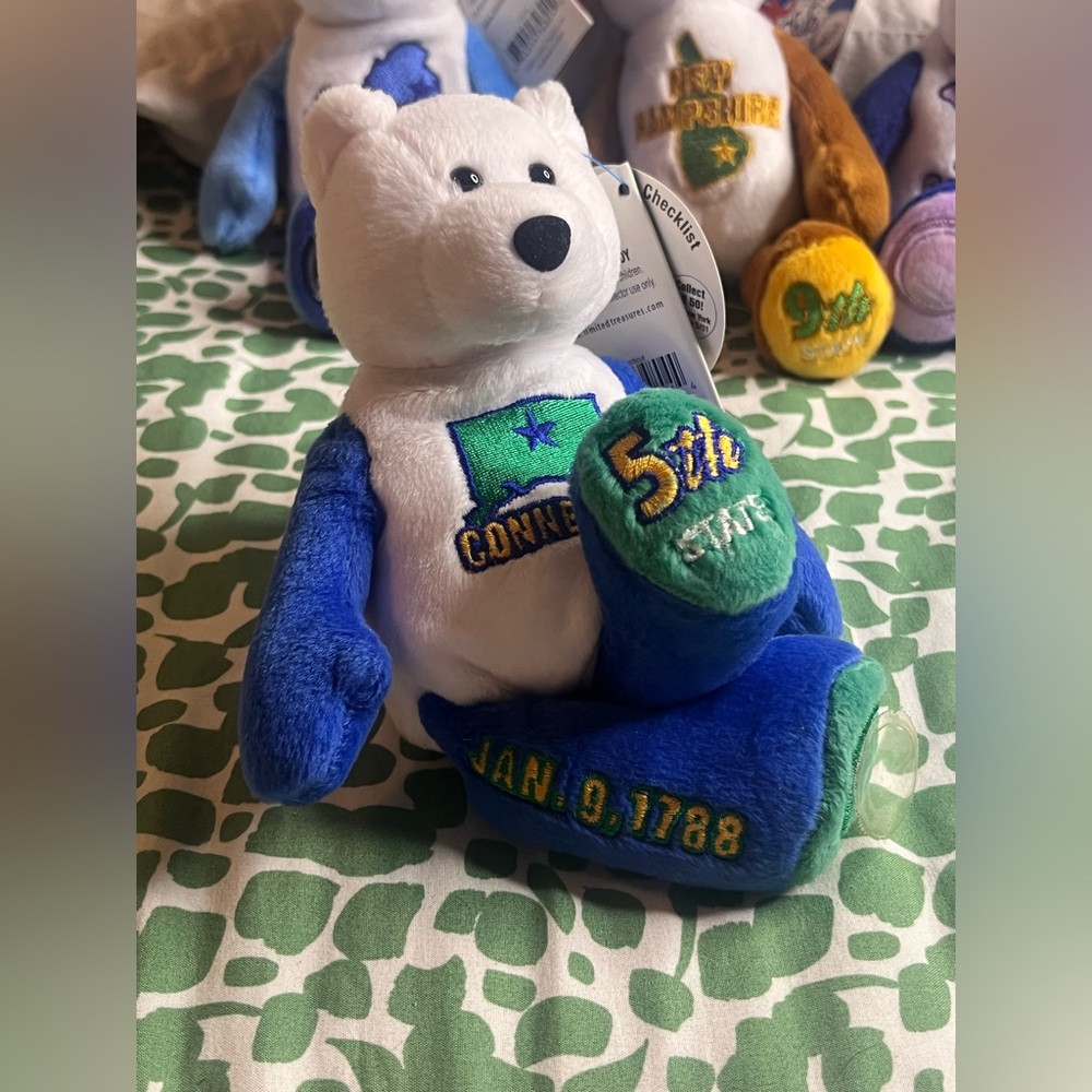 Ty Blue and White Connecticut Bear